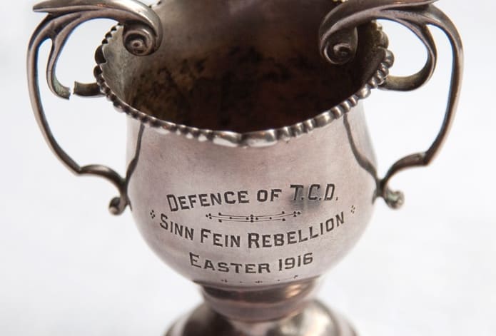 The cup presented to Corporal Alexander Don for his part in defending Trinity College, Dublin in 1916.