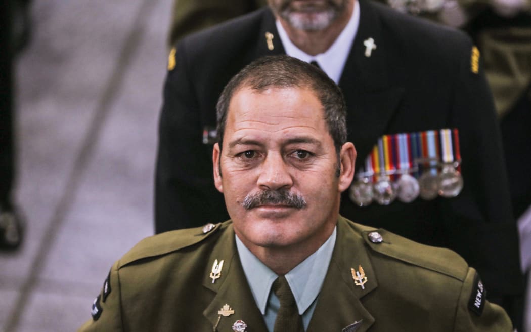 Victoria Cross for New Zealand recipient, Bill (Willie) Apiata at the Queen Elizabeth II state memorial service at the Wellington Cathedral of St Paul on 26 September 2022.