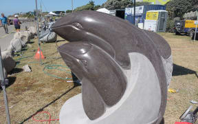 Ancient volcanic rock transformed into New Plymouth sculpture.