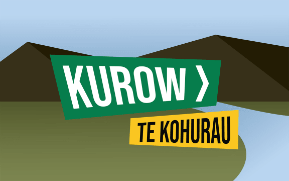 "Kurow" and "Te Kohurau" in the style of iconic New Zealand road signs