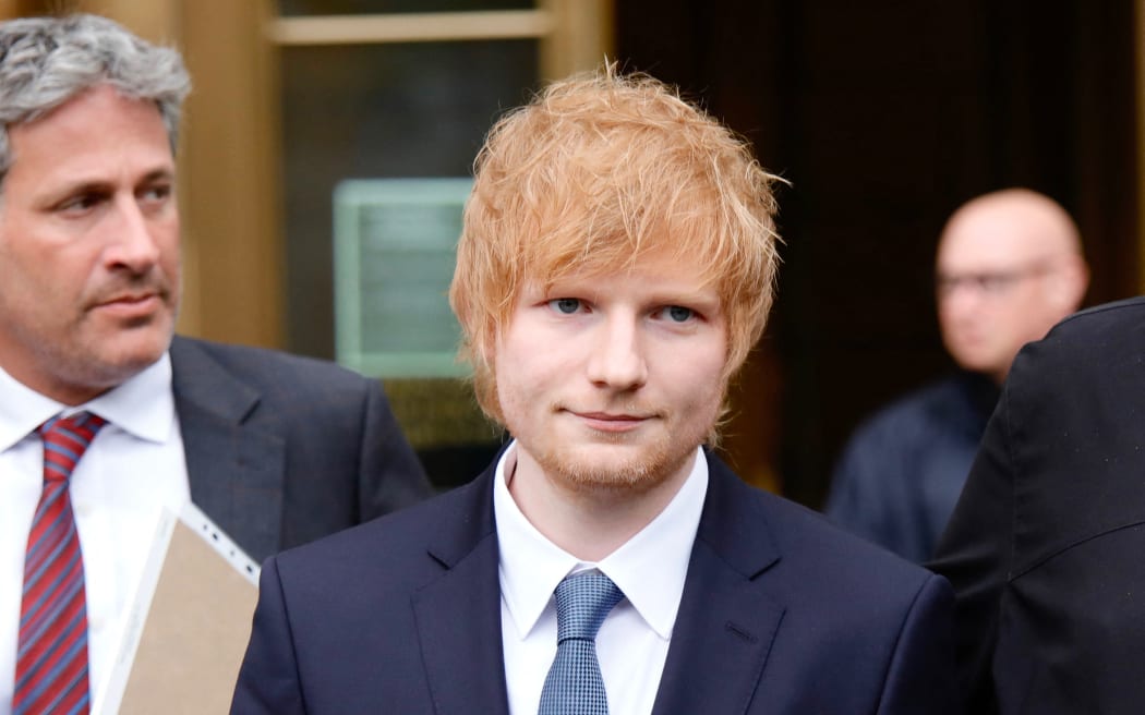 British singer-songwriter Ed Sheeran leaves after testifying over Marvin Gaye copyright infringement claim at the Manhattan federal court in New York on April 25, 2023.
