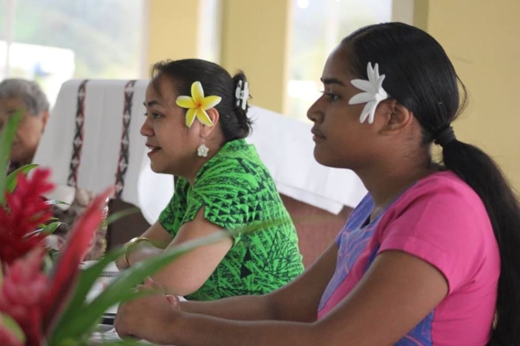 Panelists at a forum in American Samo on raising the marriage age. Aso Ve'a is on the right.