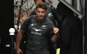 Beauden Barrett of the All Blacks arrives at Stade Omnisport Croissy