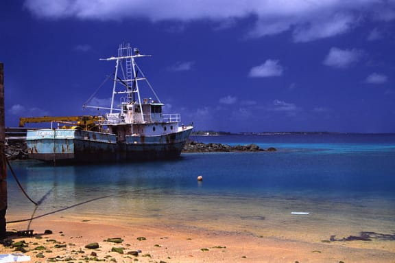 A ship anchored in the Marshall Islands, boat, fishing, sea, Majuro