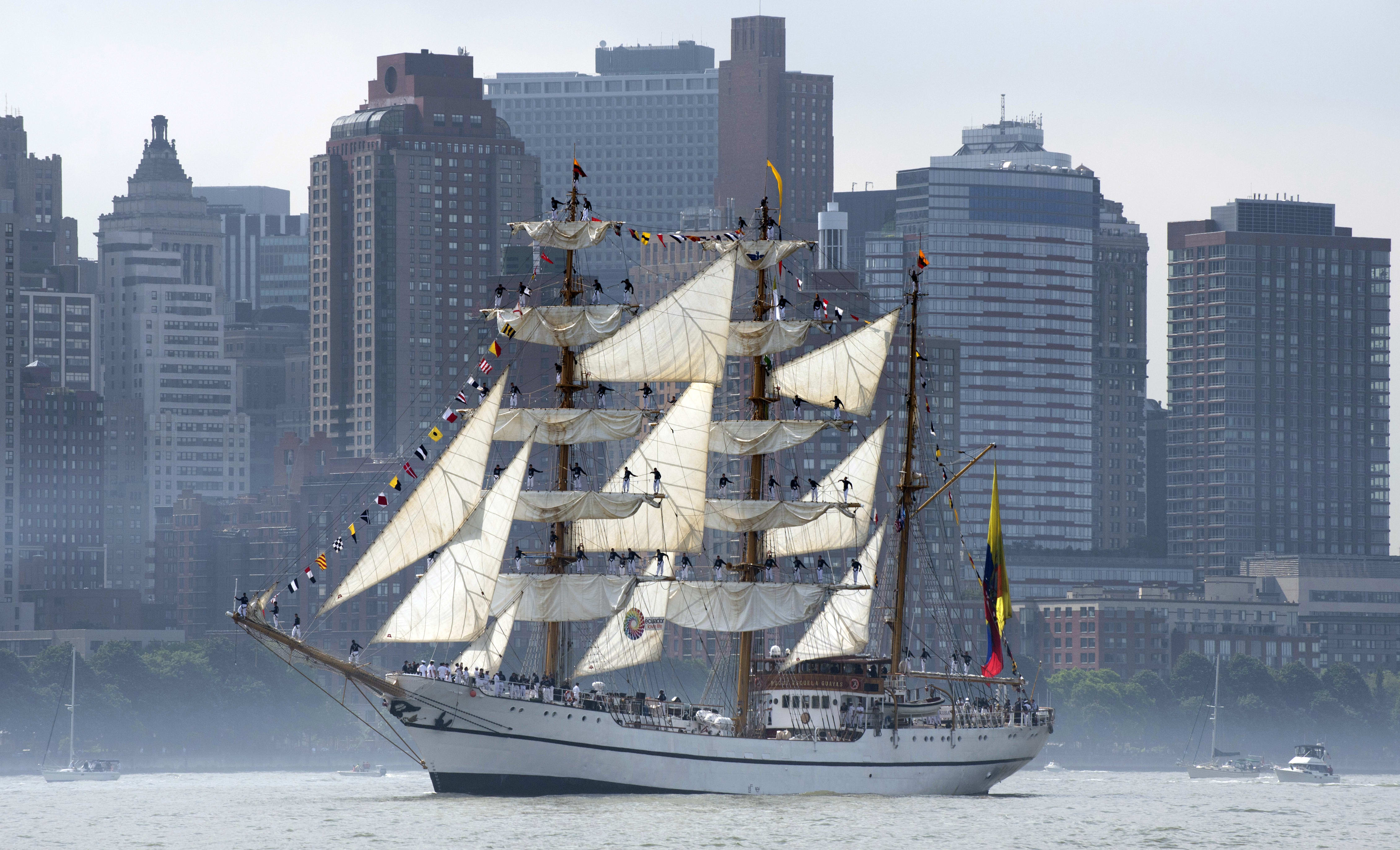 The Guayas sails in front of Manhattan in 2012.