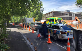 Police on Princes Street, Auckland responding to an incident.