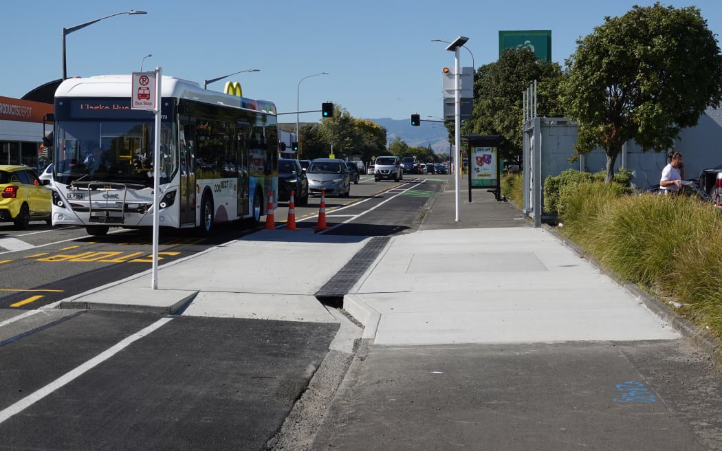 Among the changes to the road are bus stops in traffic lanes.
