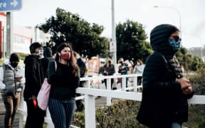Wellington's Taranaki Street Covid-19 testing site on 23 June, 2021.