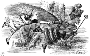 The Red Queen's Race illustration by John Tenniel from Lewis Carrol's Alice in Wonderland