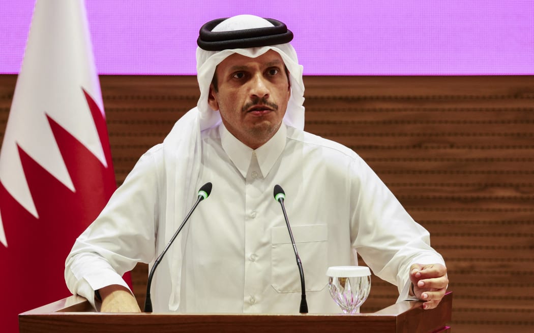 Qatar's Prime Minister and Foreign Minister Mohammed bin Abdulrahman al-Thani addresses a press conference following Israeli strikes in Doha on September 9, 2025. Following the attack, world leaders, including the US President, sharply criticised Israel for targeting Hamas leaders in Qatar, a Western ally which has hosted multiple rounds of Gaza ceasefire talks.