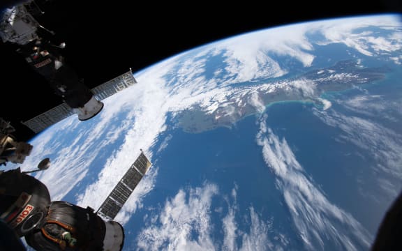 The International Space Station orbits above New Zealand