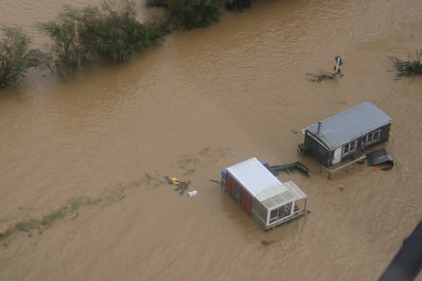 The Mataura river flooding around Wyndham.
