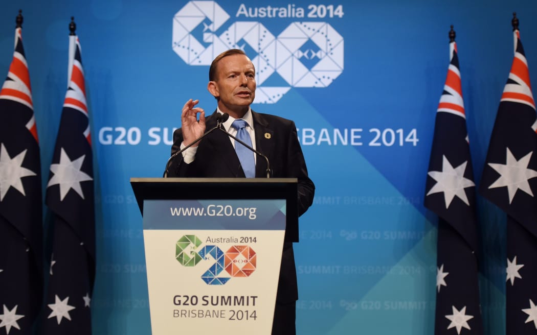 Australia's prime minister Tony Abbott during the final G20 media conference.