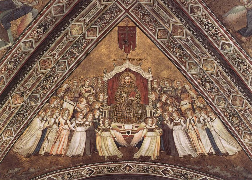 Franciscan Allegories: St Francis in Glory - fresco by Giotto c.1330 from Lower Church, San Francesco, Assisi