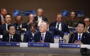 Japanese Prime Minister Fumio Kishida, Prime Minister of New Zealand Christopher Luxon and President of South Korea Yoon Suk Yeol attend a meeting of the heads of state of the North Atlantic Council, Indo-Pacifc Partners and the European Union, during the 2024 NATO Summit on July 11, 2024 in Washington, DC.