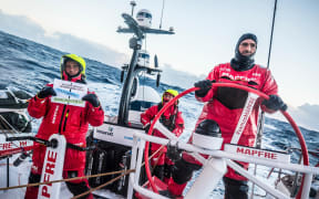 Blair Tuke mark's passing Nemo Point on the leg from Auckland to Itajai.
At the helm is Xabi Fernandez.