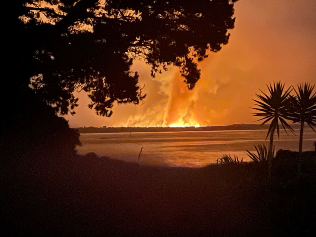 Northland Kaimaumau fire as seen from Reef Lodge Motel in Rangiputa