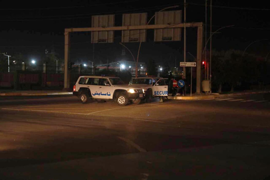 Security measures are taken after a drone attack targeted Erbil International Airport in northern Iraq where US-led coalition troops are stationed in Erbil, Iraq on 7 July 2021.