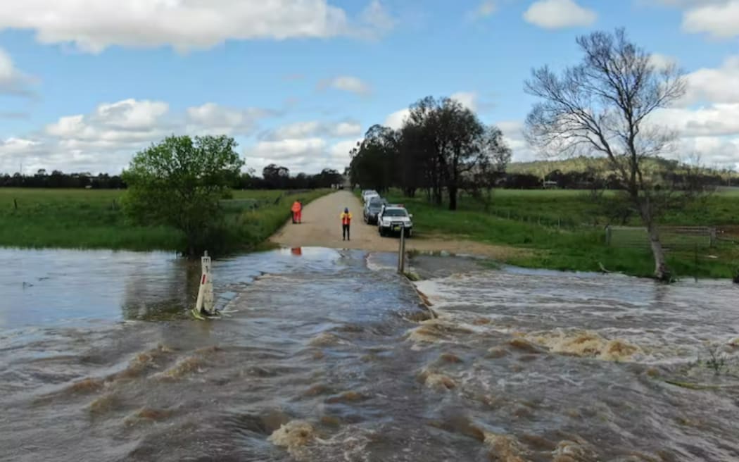 Disruption by floods to the road connection to Aberdeen, Hunter Valley, New South Wales