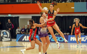 Tactix's Karin Burger during the ANZ Premiership Netball match between  Stars and Tactix, 2021.