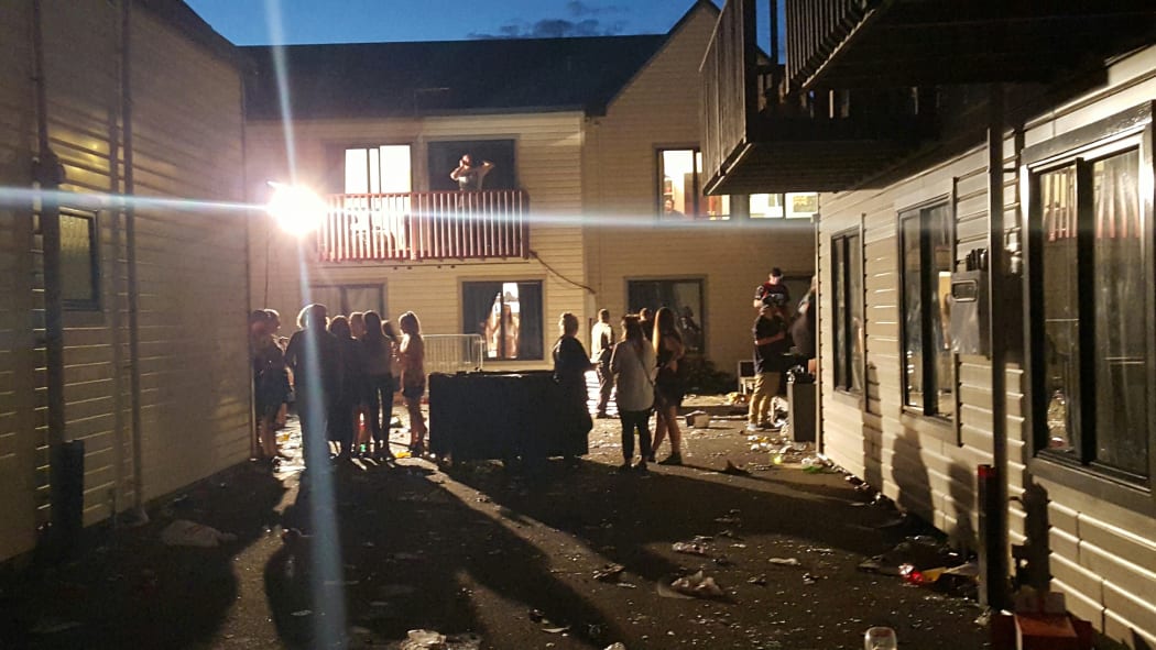 The scene of the balcony collapse off Castle Street in Dunedin on Friday 4 March 2016.