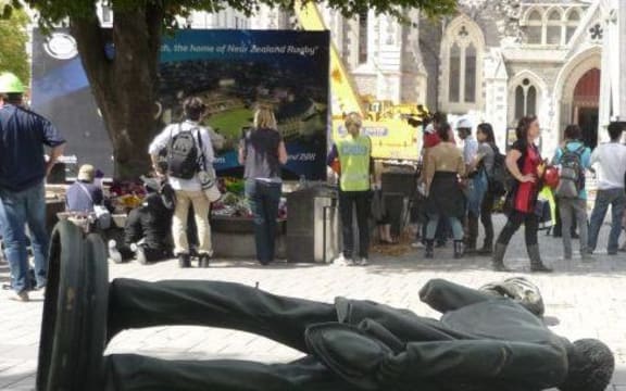fallen statue