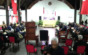 Tonga MPs and guests wait for the King to open Parliament