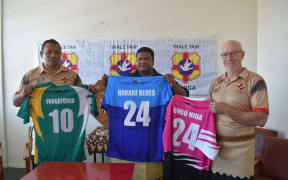 TRU board members Aisea Aholelei, Malu'afisi Falekaono and CEO Peter Harding gear up for centenary celebrations of rugby in the Kingdom of Tonga.