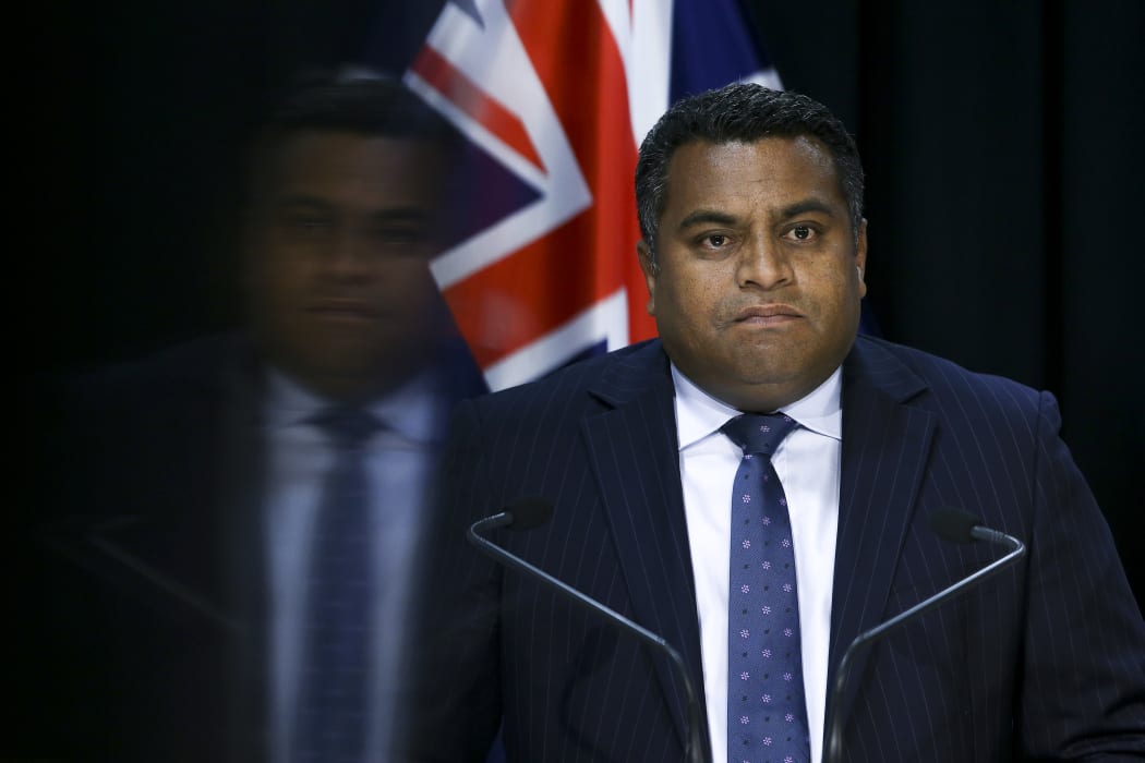 Minister for Broadcasting, Communications and Digital Media Kris Faafoi speaks during a media conference at Parliament on 23 April 2020