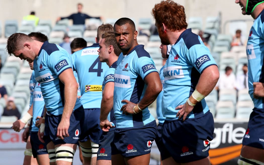 Kurtley Beale and his NSW Waratahs team mates.