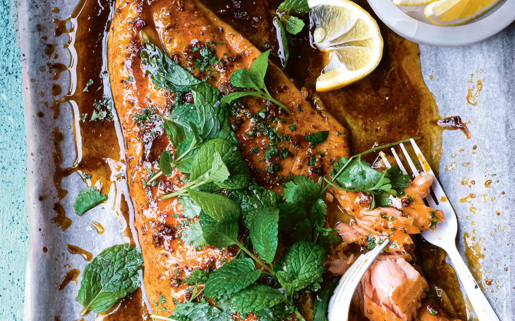 Sticky Harissa Glazed Salmon