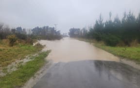 Flooding in Downs Road in Eyrewell in Canterbury.