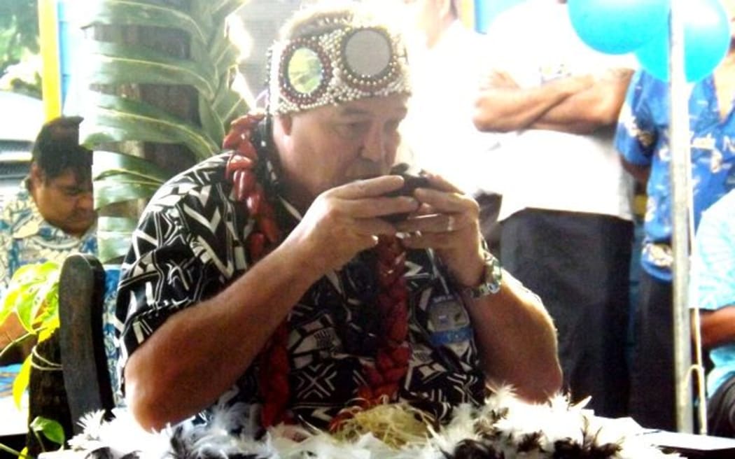 All Blacks rugby coach Steve Hansen at a ceremony to make him a Samoan chief