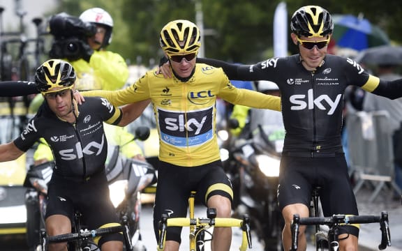 Chris Froome (middle) Tour de France winner 2015.