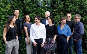 James Frankham (centre, in white) and his colleagues at NZ Geographic.