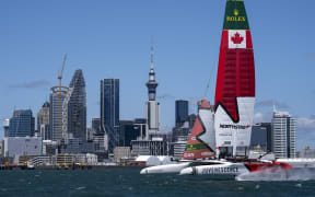 Canada NorthStar team training ahead of the SailGP 2025 Championship in Auckland.