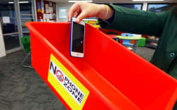 At East Otago High School all students’ and teachers’ phones go in the box at the beginning of class
