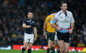 Craig Joubert runs from the field RWC2015