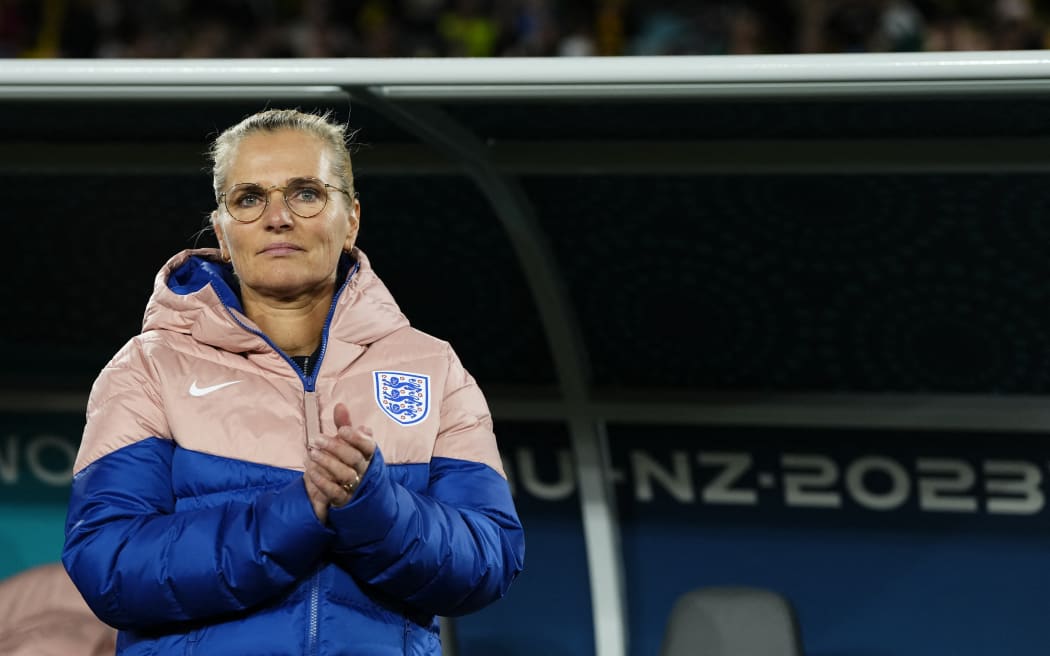 Sarina Petronella Wiegman head coach of England during the FIFA Women's World Cup Australia &amp; New Zealand 2023 Semi Final match between Australia and England at Stadium Australia on August 16, 2023 in Sydney, Australia. (Photo by Jose Breton/Pics Action/NurPhoto) (Photo by Jose Breton / NurPhoto / NurPhoto via AFP)