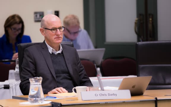 Chris Darby at a Council meeting about the Unitary Plan. 10 August 2016.