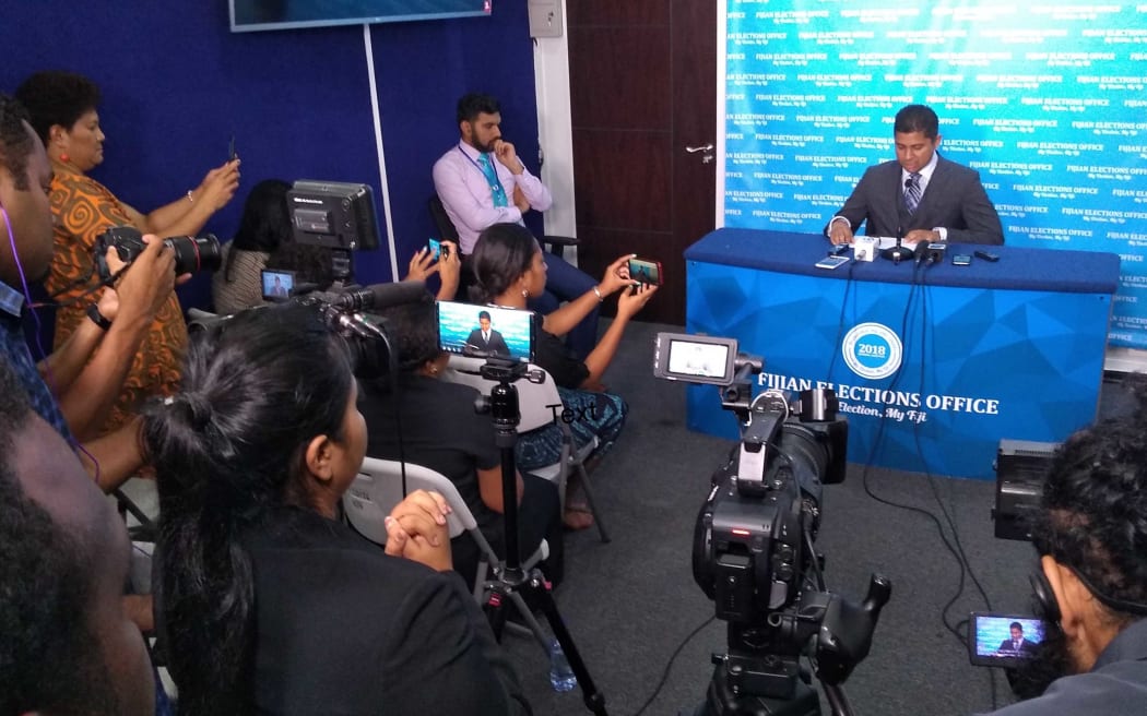 Fiji Elections Supervisor Mohammed Saneem announces candidates for 2018 election