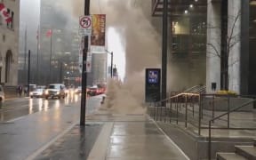 In a post on social media a loud popping sound can be heard as thick smoke billows from a grate.