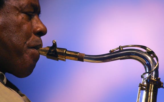 US saxophonist Wayne Shorter performs during the Marciac Jazz festival, 13 August 2005.