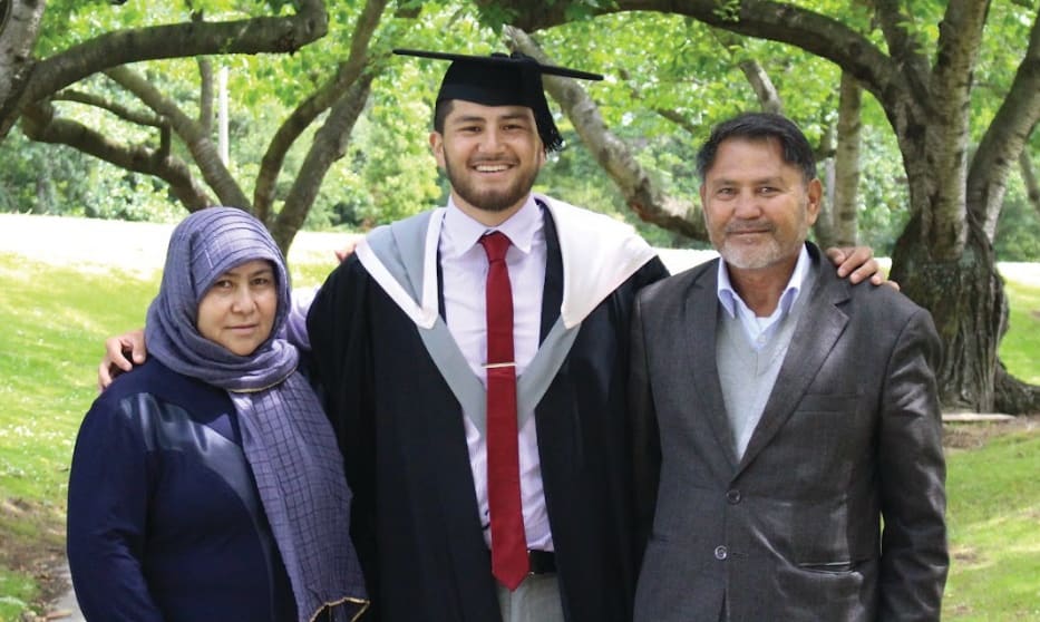 Abbas Nazari with his parents