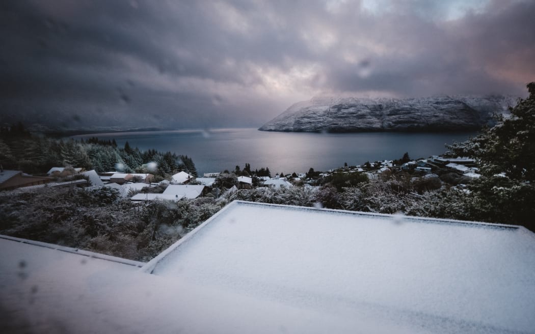 Snow in Fernhill, Queenstown, on Friday morning.