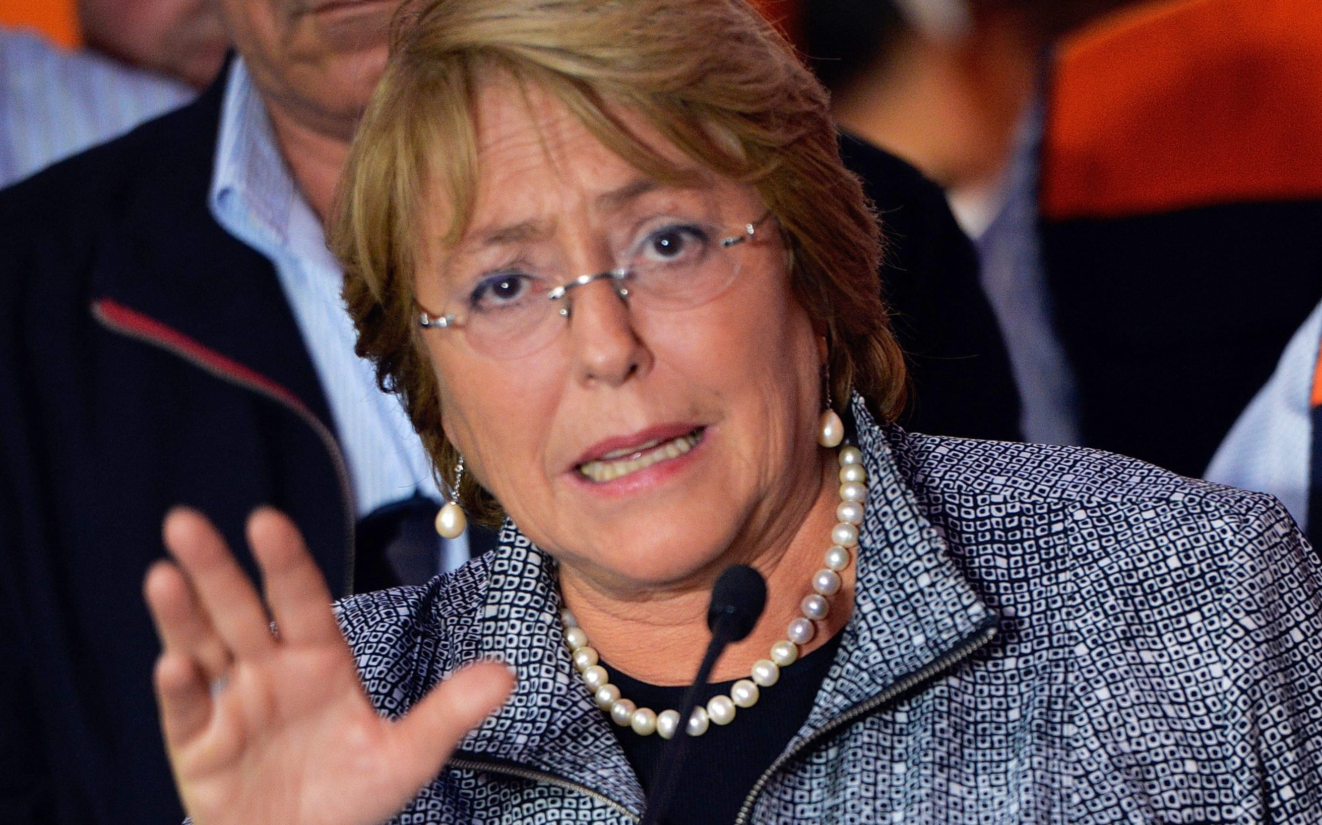 President Michelle Bachelet was moved to higher ground while visiting the damaged city of Arica.