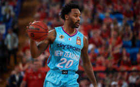 Levi Randolph of the Sky Sports NZ Breakers during the Perth Wildcats v New Zealand Breakers 2021 Hungry Jacks NBL Season. RAC Arena on April 18 2021 in Perth, Australia.