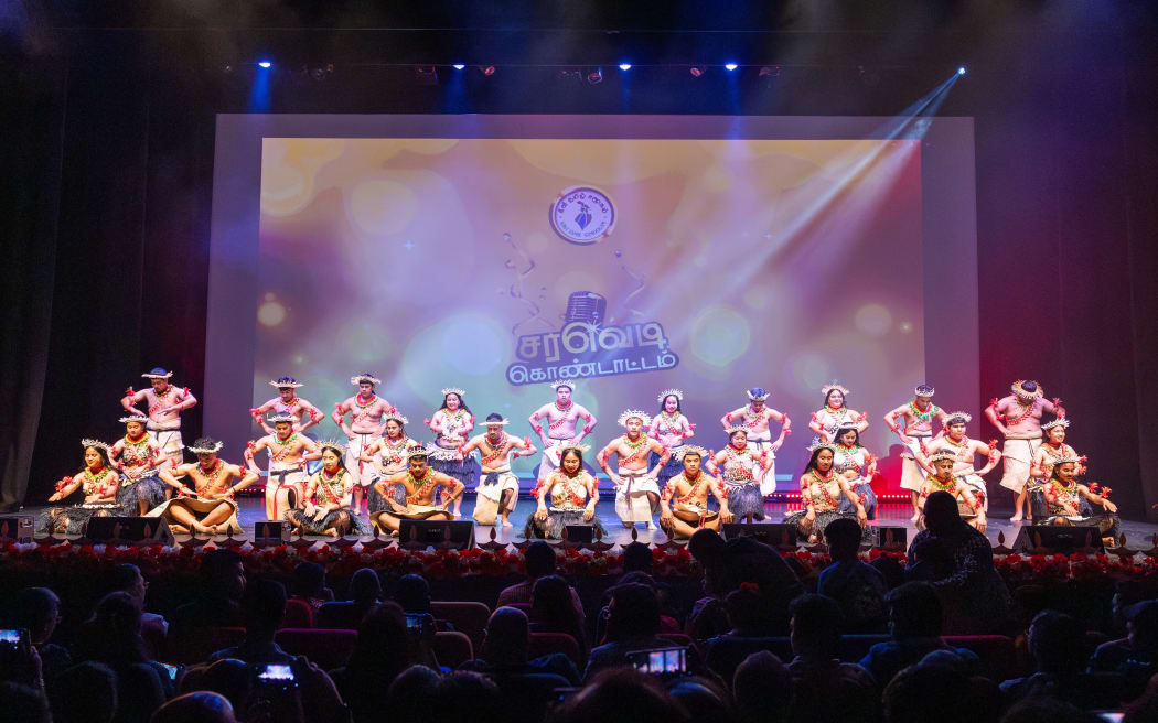 A performance by the Marawen Youth Kiribati Community alongside Indian singers during Kiwi Tamil Samoogam’s Diwali celebration in Auckland.
