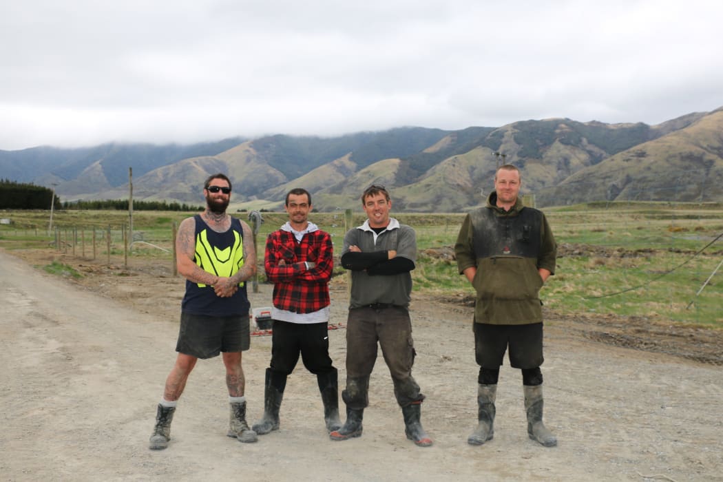 James Ewing (second from right) with his fencing gang in Lees Valley