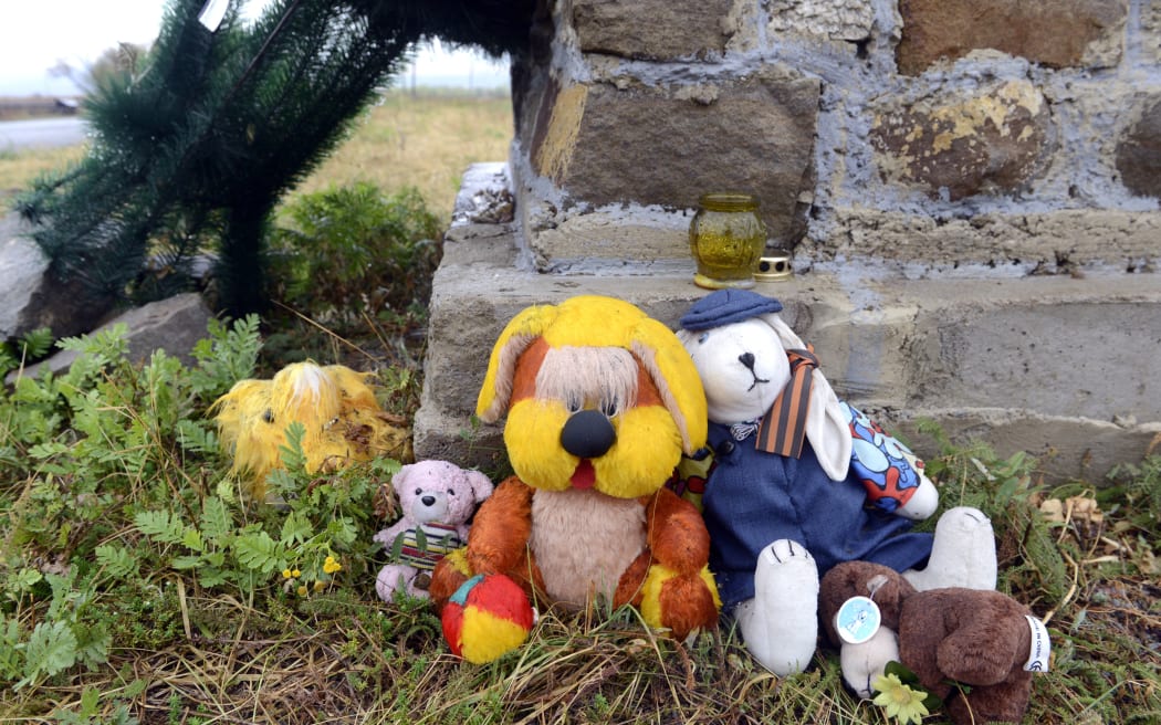 A monument created at the Malaysia Airlines Flight MH17 crash site.